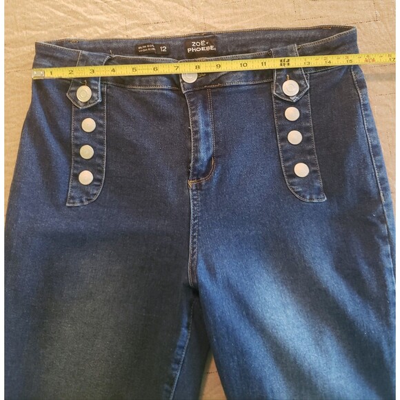 Zoe + Phoebe High Rise Slim Boot Leg Dark Wash Stretch Blue Jeans Women’s Sz 12 - Picture 15 of 16